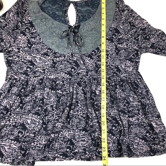 Anthropologie Marcella Lace Up Top Blue purple - Picture 4 of 7
